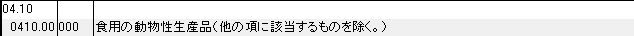 0410 食用の動物性生産品 HSコード一覧