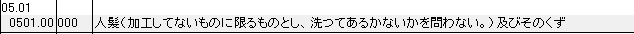 0501 人髪 HSコード一覧
