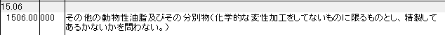 1506 その他の動物性油脂及びその分別物 HSコード一覧